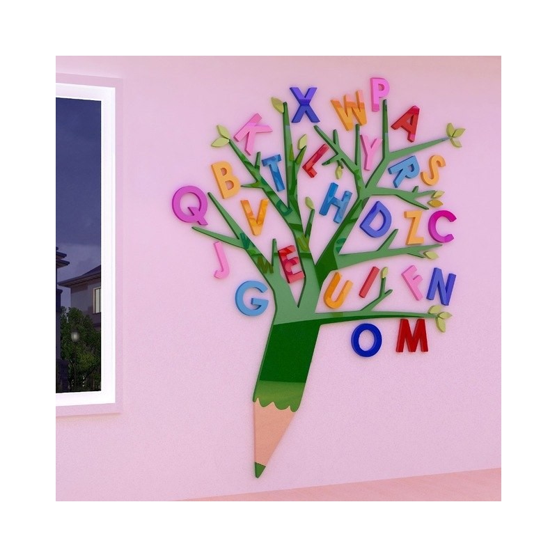 Letter With Pencil Tree Acrylic Wall Art