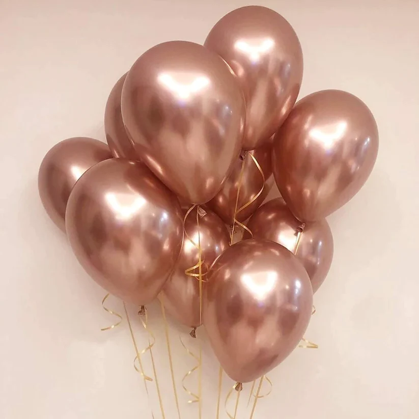 Pack of 10 Large 12inch Metallic Chrome Balloons 10 Pieces Metallic Balloons For Birthday Party Decoration, Weddings, Baby Shower